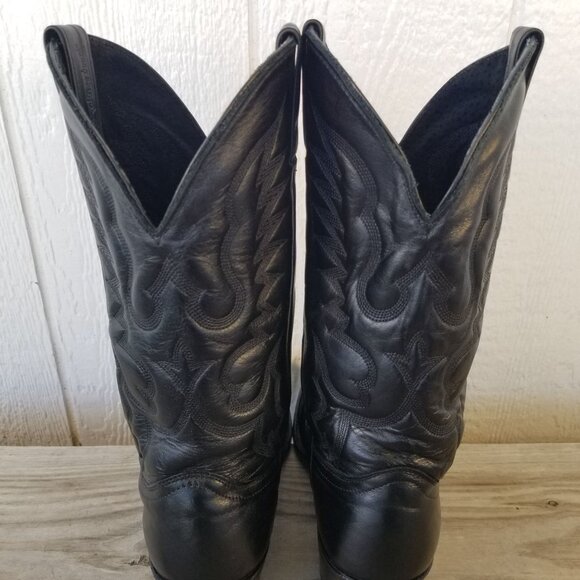 Abilene Top Grain Mens Black Leather Cowboy Western Boots 10 EE 6559 USA - Picture 12 of 13